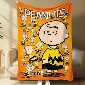 Soft, comfortable Charlie Peanuts cartoon blanket—warm throw usable year-round, perfect gift for all occasions, great for learning, napping, and pet bedding. Lightweight, breathable, durable design for bedroom decor and hanging tapestry.