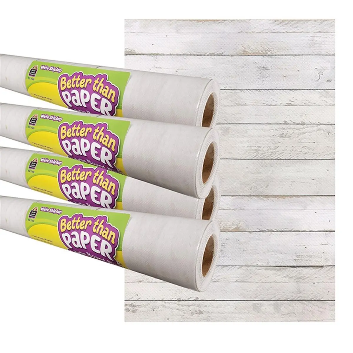 Teacher Created Resources TCR32429 White Shiplap Look Better Than Paper Bulletin Board Roll - 4-Pack Roll Form Office & School Educational Supplies