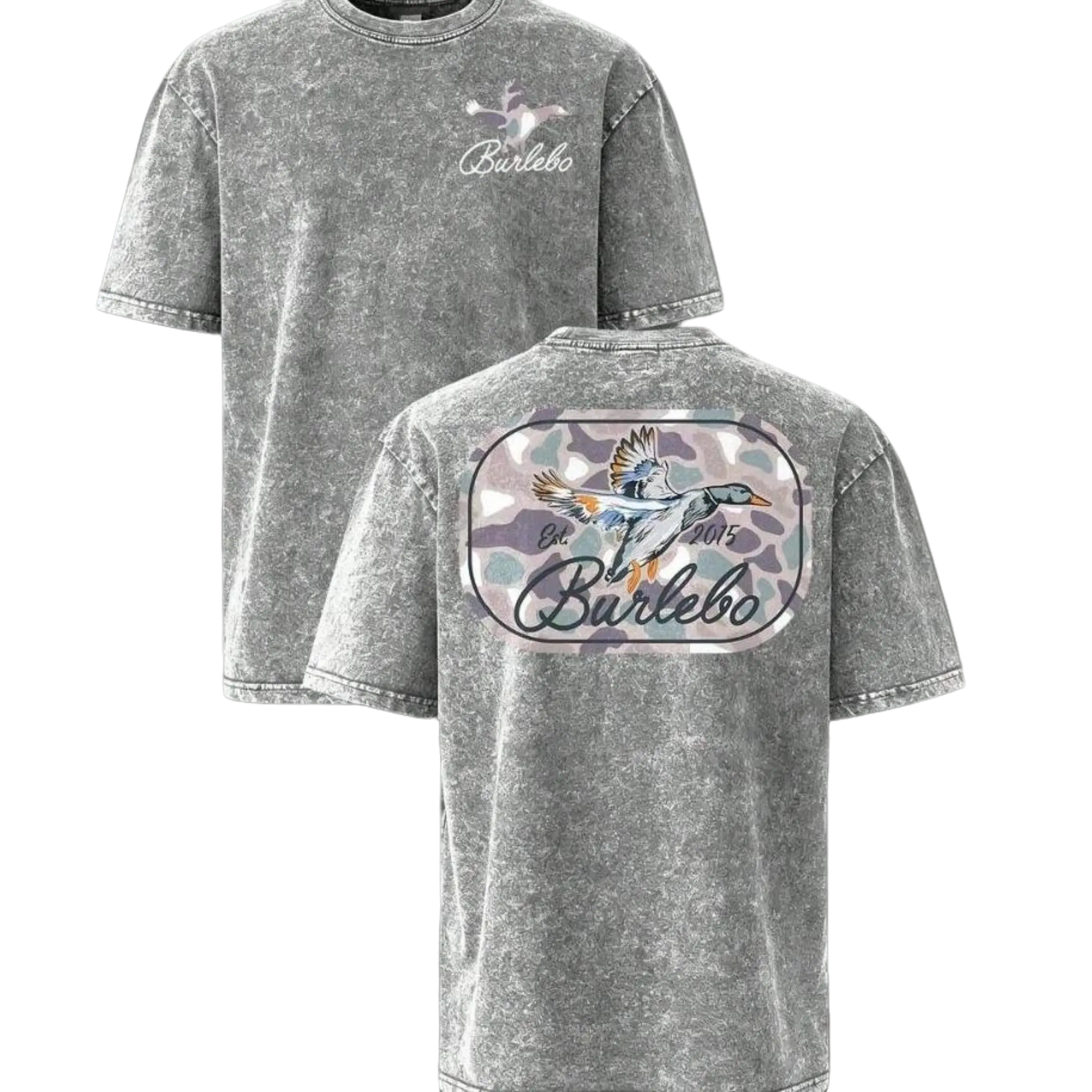 Men's Camo Duck Vintage Washed Oversized T-Shirt - Distressed Short Sleeve Hunting Graphic Tee, Soft Fabric Streetwear Basic for Outdoor Sports, Men's T Shirts