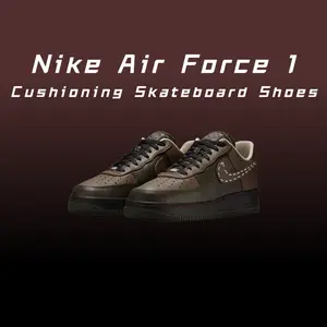 Nike Air Force 1 Cushioning Skateboard Shoes Men's Brown Green Comfortable Sneakers for Everyday Wear- IQ1122-320