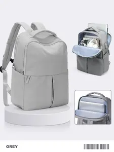 Waterproof Laptop Backpack, Casual Solid Color Backpack with USB Charging Port, Multi-pocket Backpack for Men & Women, Ideal Travel Day Backpack