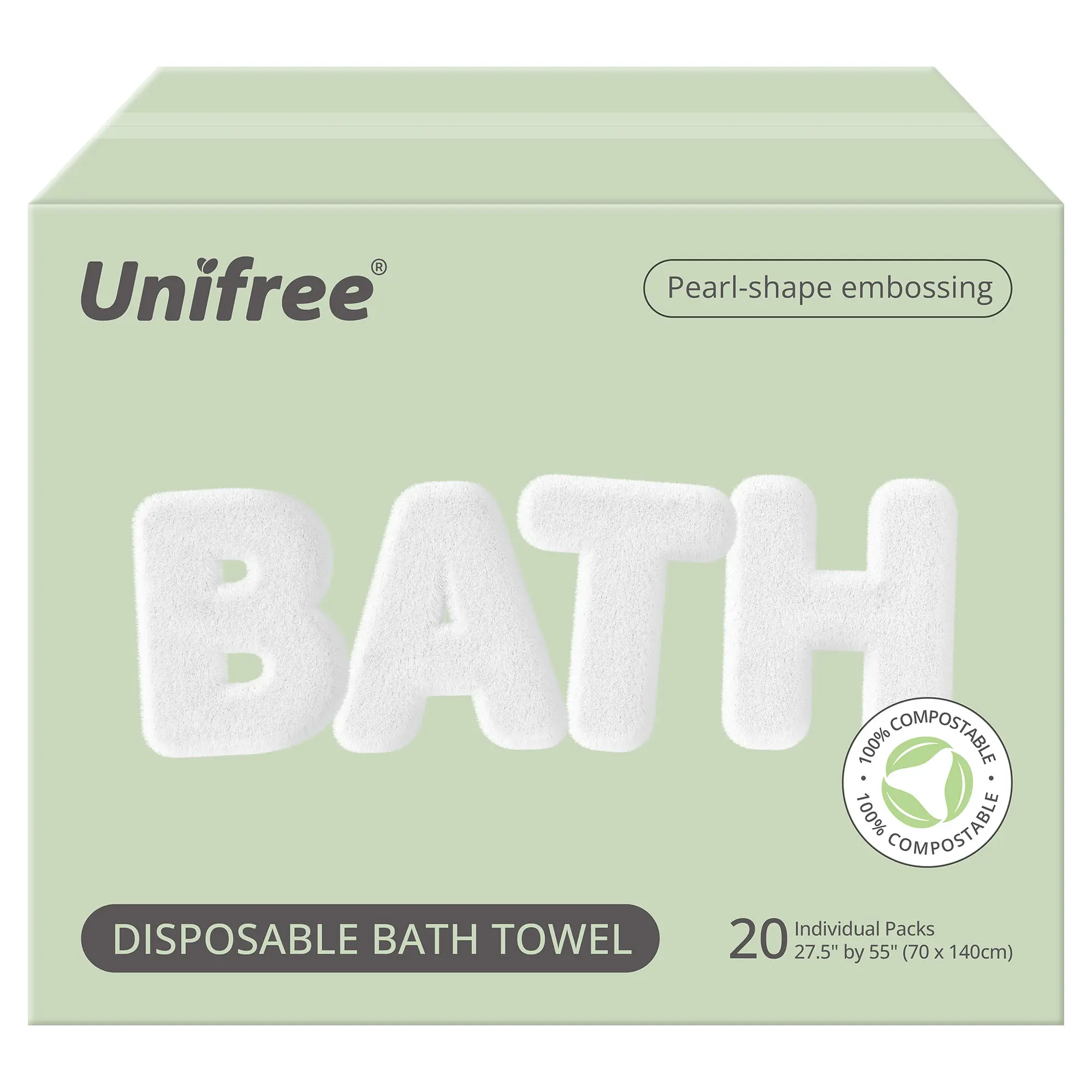[ZS] Unifree Disposable Bath Towel 27.5"x55" - 20 Individually Packaged, Portable, Thick, Biodegradable Viscose Towels for Travel, Gym, & Hotel Use, beach towel, tiktokshopsummersale