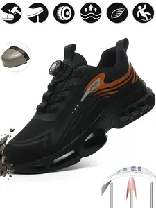 Men's Safety Shoes, Euro Standard Steel Toe Kevlar, Anti-Puncture, Rotating Buckle Laces, Breathable Comfort, Ideal for Daily Work Footwear