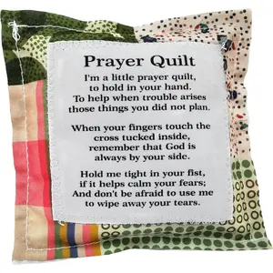 Mini Pocket Prayer Quilt with Cross Inside, Poem Patches Scripture Handmade in Malaysia, Religious Christian Gifts for Women Mother's Day Sympathy Pastor Appreciation Gifts