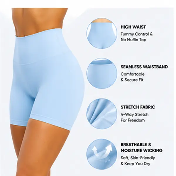Women's Seamless Biker Shorts High Waist Workout Shorts Tummy Control Athletic Gym Yoga Running Compression Shorts Stretch Fitness Shorts