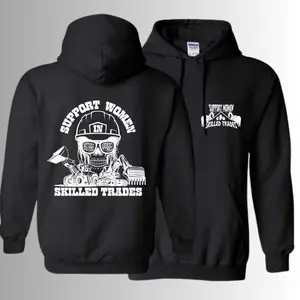 Collar Co Heavy Equipment Support Women in Skilled Trades Hoodie - Fitted Long Sleeve Graphic Design for Comfort and All Seasons Wear