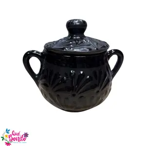 Cielito Lindo Sugar Canister with Lid Handcrafted Lead Free Black or Terracota Color