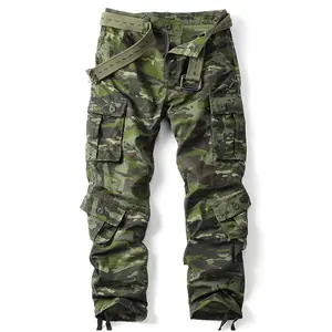 AKARMY Men's Casual Cargo Pants Military Army Camo Pants Combat Work Pants with 8 Pockets Hiking 3355-06 (No Belt) Menswear Camouflage
