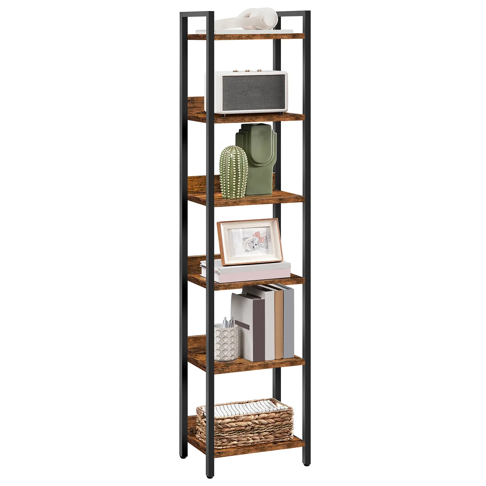 MAHANCRIS 6-Tier Bookshelf with Adjustable shelf, Small Space Standing Book Shelf, Shelf Organizer for Living Room, Bedroom, Study, Balcony #SummerVibes#DealsforYouDays #SummerGarden