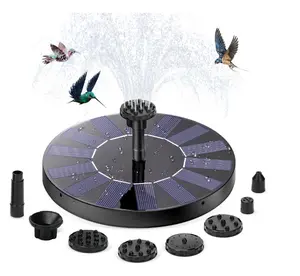 Solar Fountain for Bird Bath, 2026 Upgrade 1.4W Solar Water Fountain Pump with 8 Nozzles, 4 Fixed Pipes, Outdoor Standing Floating Solar Fountain for Garden, Ponds, Pool, Fish Tank - 6.3 Inch
