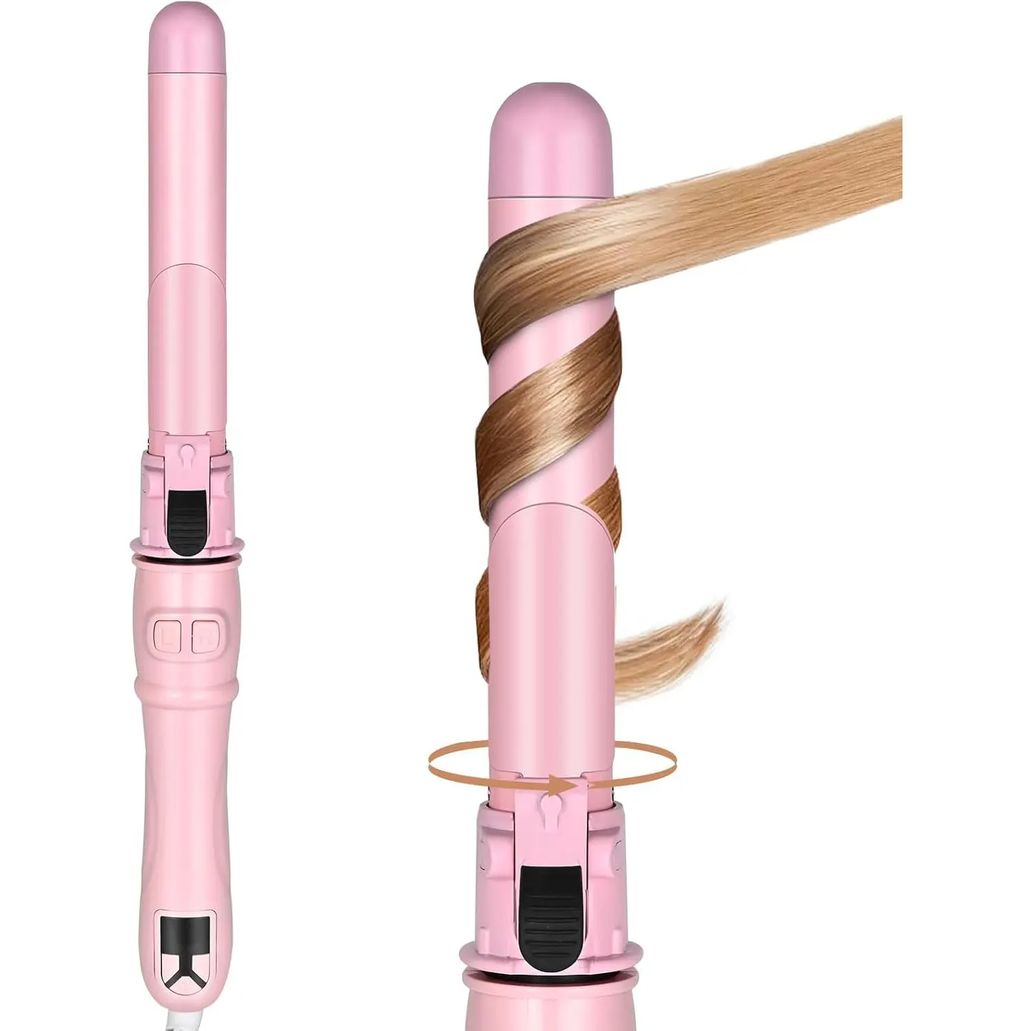 Classic Rotating Curling Iron,Automatic Roating Hair Curler,Negative Ion Curler,1.1inches(About 28mm) Curling Iron for Long Hair,Beach Waves Hair Curler,Double Voltage for Gifts for Women,Pink