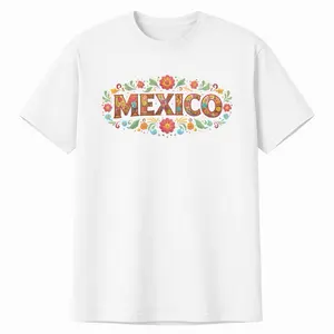 Mexico Floral Shirt for Women – White Cotton Fiesta Graphic Tee