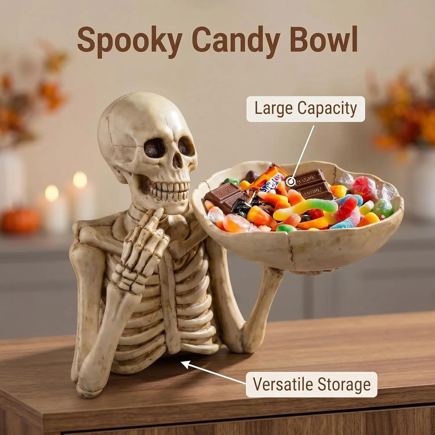 Skeleton Tray - Gothic Fruit Platter, Punk Style Candy Dish & Key Holder Halloween Candy Dish Decor Bowl - Christmas Skull Bowl Candy Box,Christmas Resin Skeleton Hands Candy Dishes, Snack Tray Tabletop Storage Box for Decor Table Centerpieces Fruit Plate