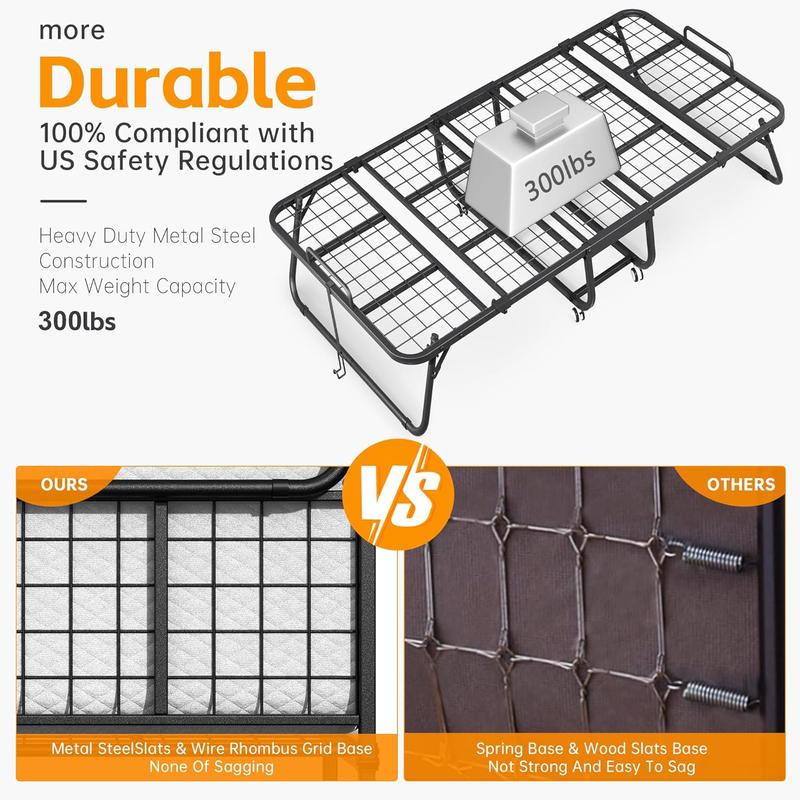 INTERGREAT Folding Bed with Mattress, Roll Away Beds with Mattress for Adults, Single Cot Foldable Rollaway Beds, 75" x 38" / 75" x 31"Portable Bed for Easy Storage, Strong Frame for Guest Room, Small Apartment