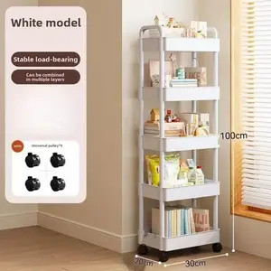 NewMultifunctional Storage Cart with Open Shelves Living Space Book Display Suitable for Kitchen Bedroom Storage Decor Organizer Cart with Wheels