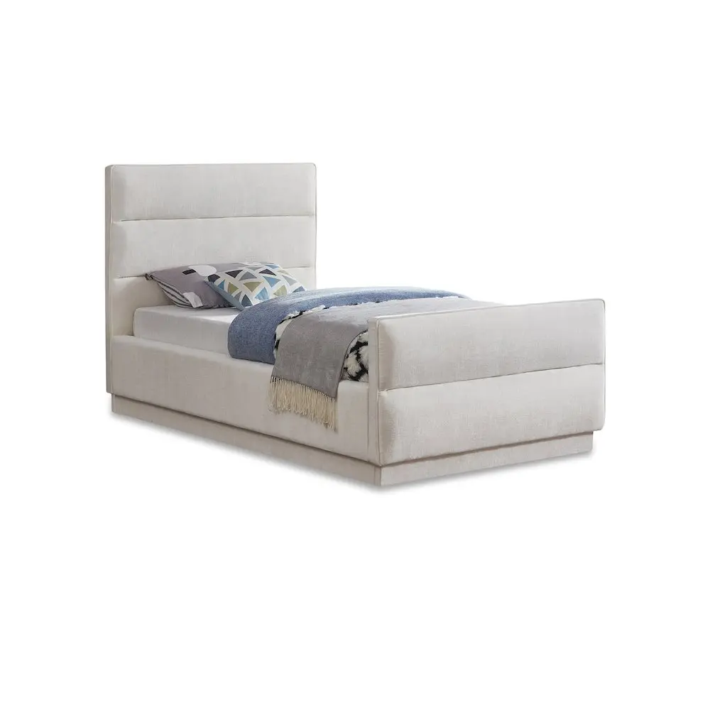 Paxton Cream Chenille Fabric Twin Bed