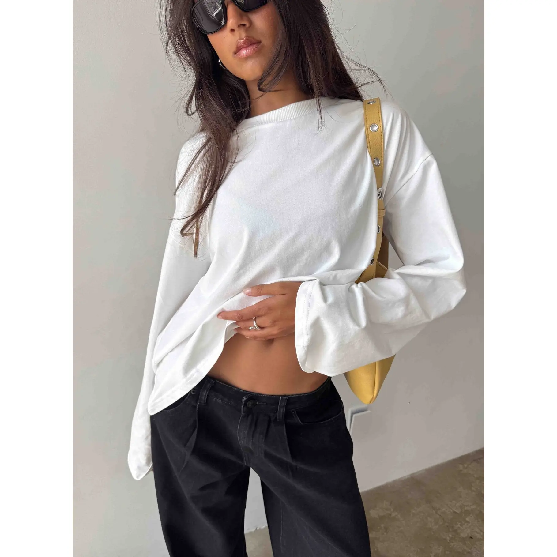 Settle Down Long Sleeve Top White