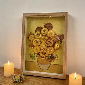 Van Gogh Sunflowers Preserved Flower Frame 12.4"x9.3" Aesthetic Room Decor with Real Dried Flowers & Vintage Vibes Perfect for Dark Corners Basic Style Shadow Box Frame