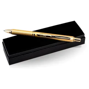 Alloy Retractable Liquid Gold Gel Pentel EnerGel Pen, Black Ink Gift Box - NEW