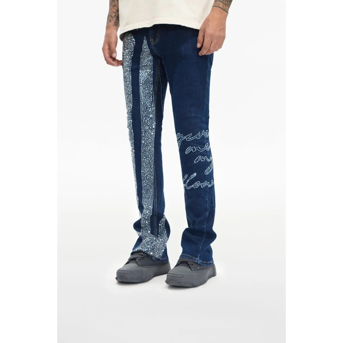 Valabasas Scripted Denim Blue Stacked