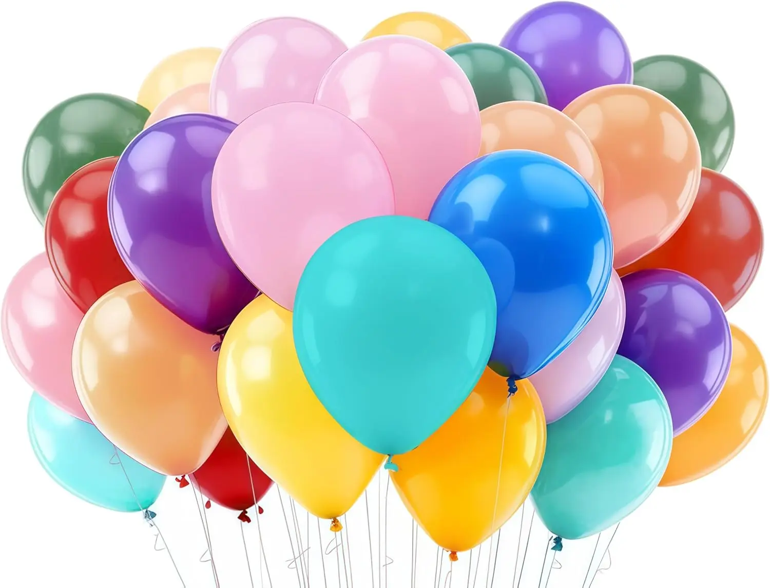 50 Pcs 12 Inch Assorted Color Balloons, Rainbow Mixed Latex Balloons for Party Decorations, Thick Bright Colorful Balloons for Kids Birthday, Carnival, Baby Shower, Wedding, Graduation