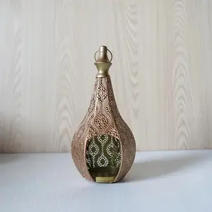 Elegant Metal Lantern Stand, Decorative Table Lantern Candle Holder for Chinese New Year and Ramadan Celebrations, Candle Not Included