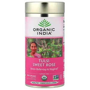 Organic India Tulsi Sweet Rose Tea, Caffeine Free, 3.5 oz (100 g)
