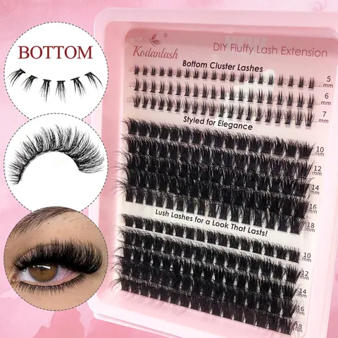 Asian Doll Lash Clusters Kit - Faux Mink Individual Pieces with 100D+120D 3D Defined Yet Soft Volume (10-18mm), 5mm/6mm/7mm Bottom Lash Clusters, U02-60D+80D Multi-Layered DIY Tray for Makeup & Eyelash Extensions