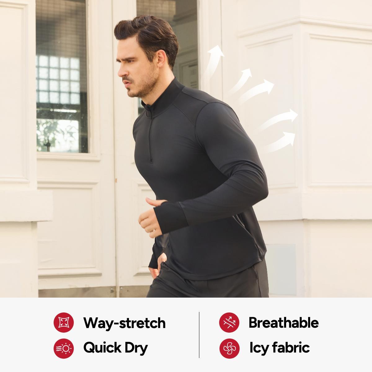 Nebility Men's Compression Long Sleeve Shirt with Reflective Strip Quick Dry Moisture Wicking UV Sun Protection for Fishing Workout Gym Athletic Activities Nebility Men's Compression Long Sleeve Shirt with Reflective Strip Quick Dry Moisture Wicking UV Sun Protection for Fishing Workout Gym Athletic Activities