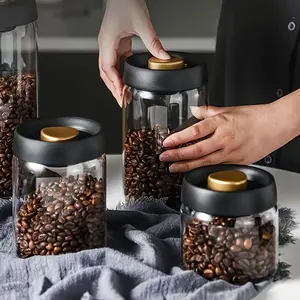 Vacuum Sealed Glass Storage Jar for Coffee Beans Tea, Large Capacity Moisture Proof Container, High Borosilicate Glass Food Storage Tank Canister