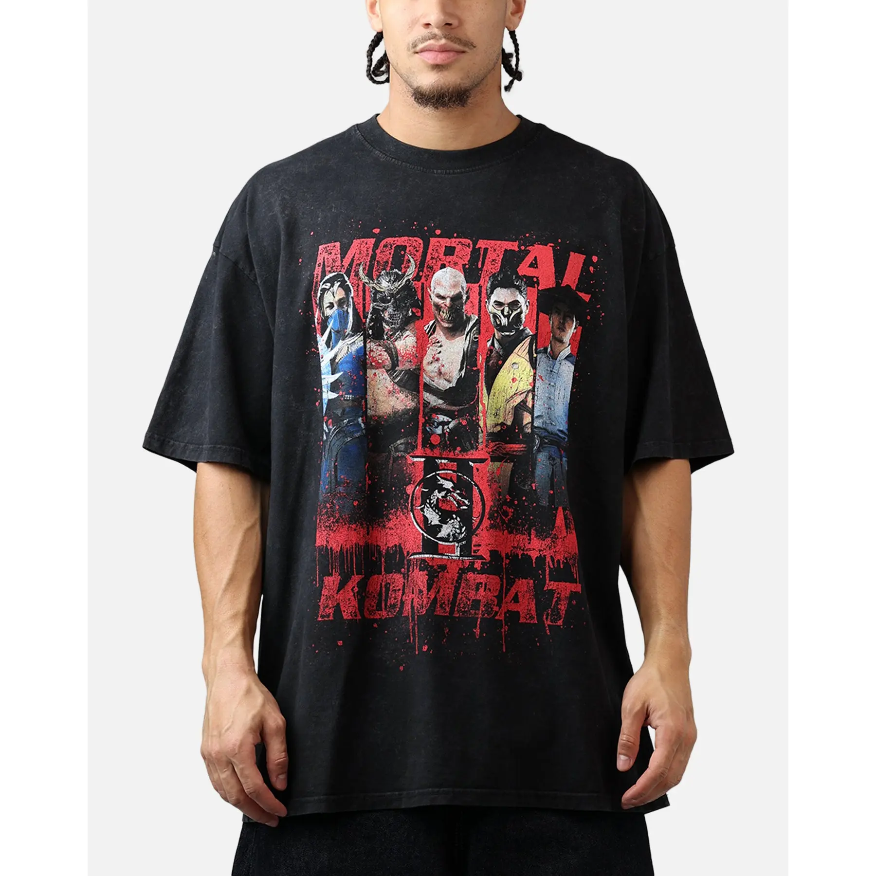 73Studio X Mortal Kombat Flawless Victory T-Shirt Black Acidwash