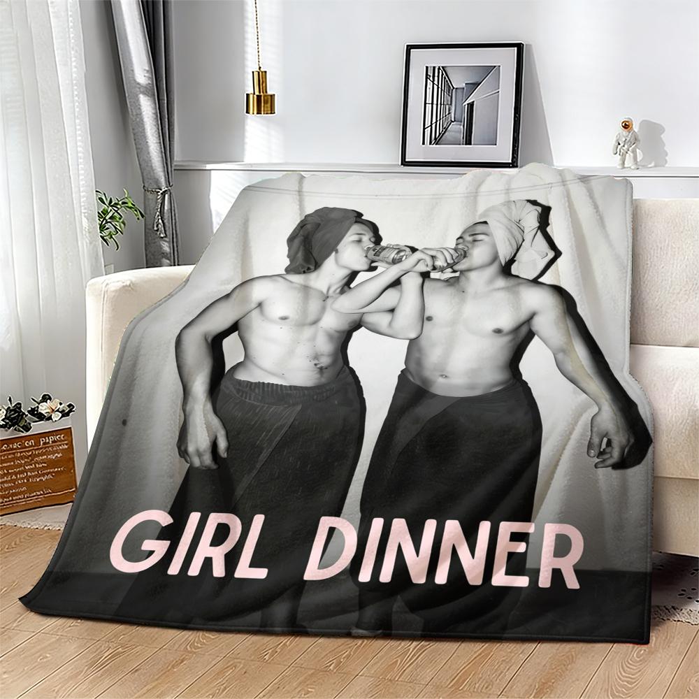 Viral "Girl Dinner" Throw Blanket – Ultra-Soft Plush for Meme Lovers & Gay Vibes! Viral Trend Blanket – A Hilarious Present for Anyone Obsessed with Girl Dinner Eye-Catching Design to Add Humor to Any Space!