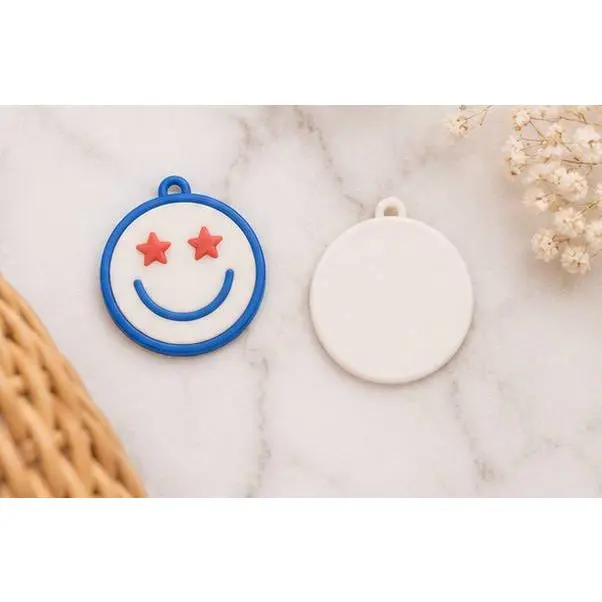 Smiley Face Charm Earrings, 3D Printed Star-Eyed Cartoon Style with Cheerful Smile for Independence Day, Lightweight Hypoallergenic Hooks, Cartoon Charm, Unisex, 4Th Of July Celebration, Eco-Friendly 3D Printing
