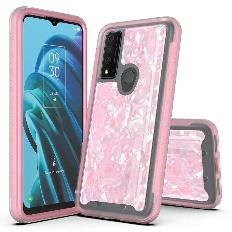 Luxury Graphics Design Hybrid Armor Cover With Frame Case Compatible With TCL 30 XE 5G - Durable Phone Accessories Protection Security Cellphone