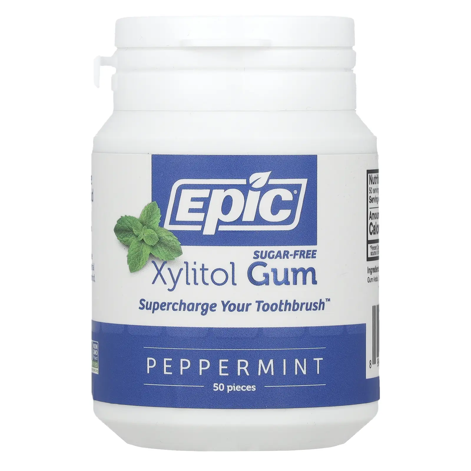 Epic Dental Xylitol Gum, Sugar Free, Peppermint, 50 Pieces