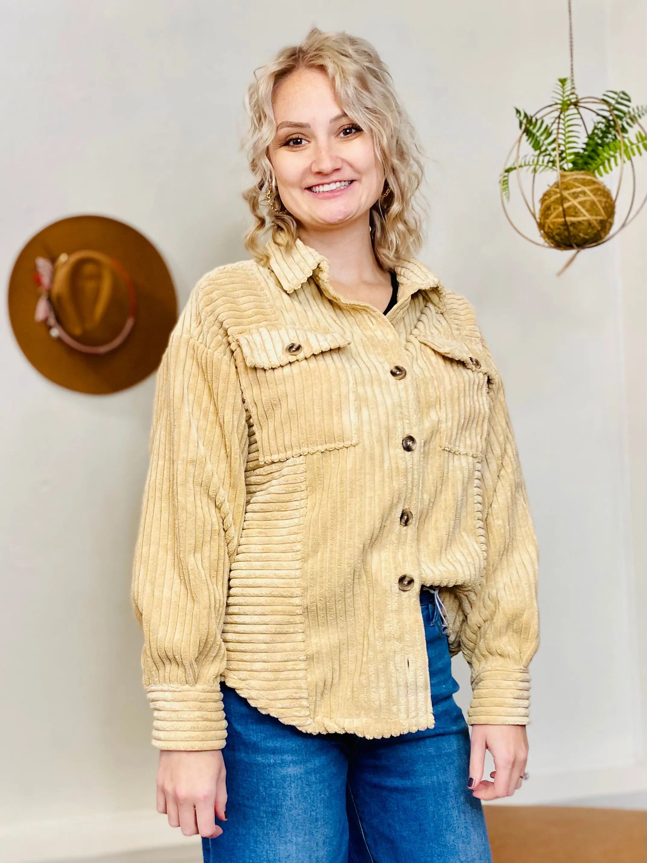 Lainey Corduroy Shacket - Cream