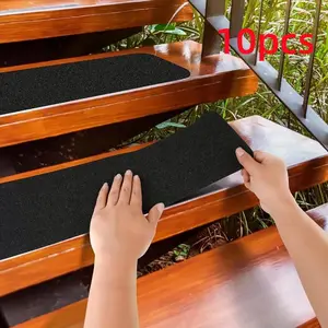 Non-slip Stair Mat, 10pcs/set Anti-skid Rubber Grip Tape for Stairs, Skateboards, and Decks, Traction Adhesive Step Strips