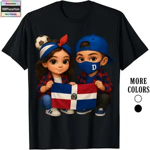 HAGBDH Fashion Designer T-Shirts 100% Cotton Dominican Republic Flag & Soccer Ball Kids Design Regular Fit Crewneck Casual Streetwear Menswear Top Tshirt Tropical shirts men graphic t-shirts y2k outfits men halloween shirts