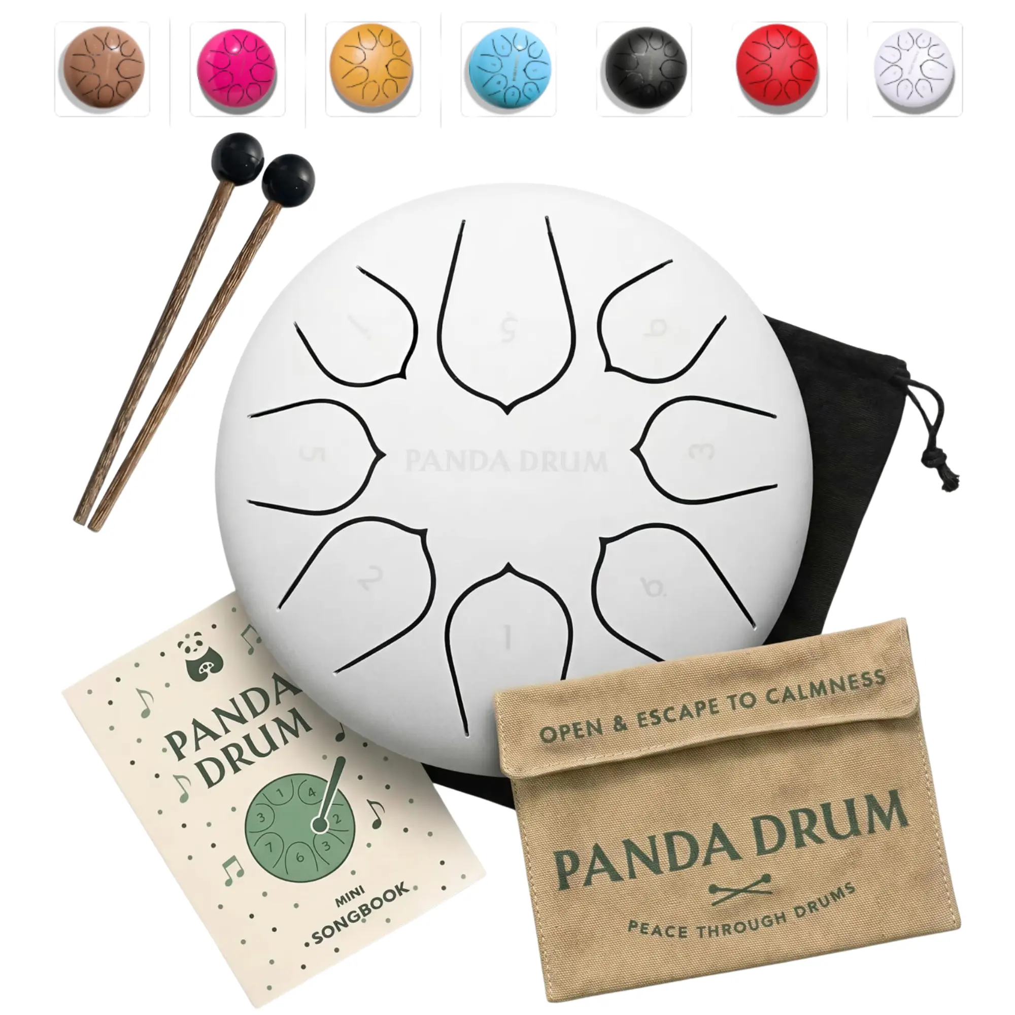 Panda Drum® 6 in Mini Steel Tongue Drum, 432 Hz Tuned Percussion Instrument, Includes Songbook, Ideal for Birthday Gifting