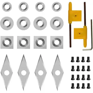 35PCS Carbide Lathe Turning Tools Inserts for Wood Lathe, Multiple Sizes & Shapes with 12pcs M4*8 Screws Included