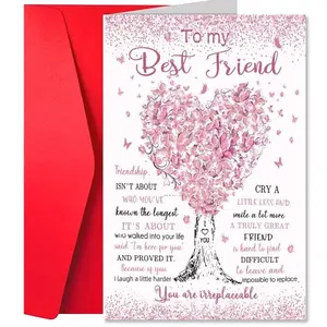 Best Friend Birthday Card, 1 Count Funny Friendship Card with Random Color Envelope, Positive Message Card, Greeting Card for Birthday, Anniversary, Get Well, Graduation, Thanksgiving