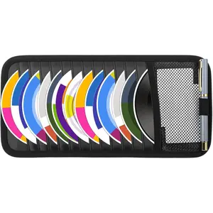 TIESOME CD Visor Holder for Car, Visor CD Holder Organizer Large Capacity CD Visor Case Car Sun Visor Organizer with 12 DVD Storage Sleeves 1 Mesh Pocket 1 Pen Holder and Elastic Strap(Black)
