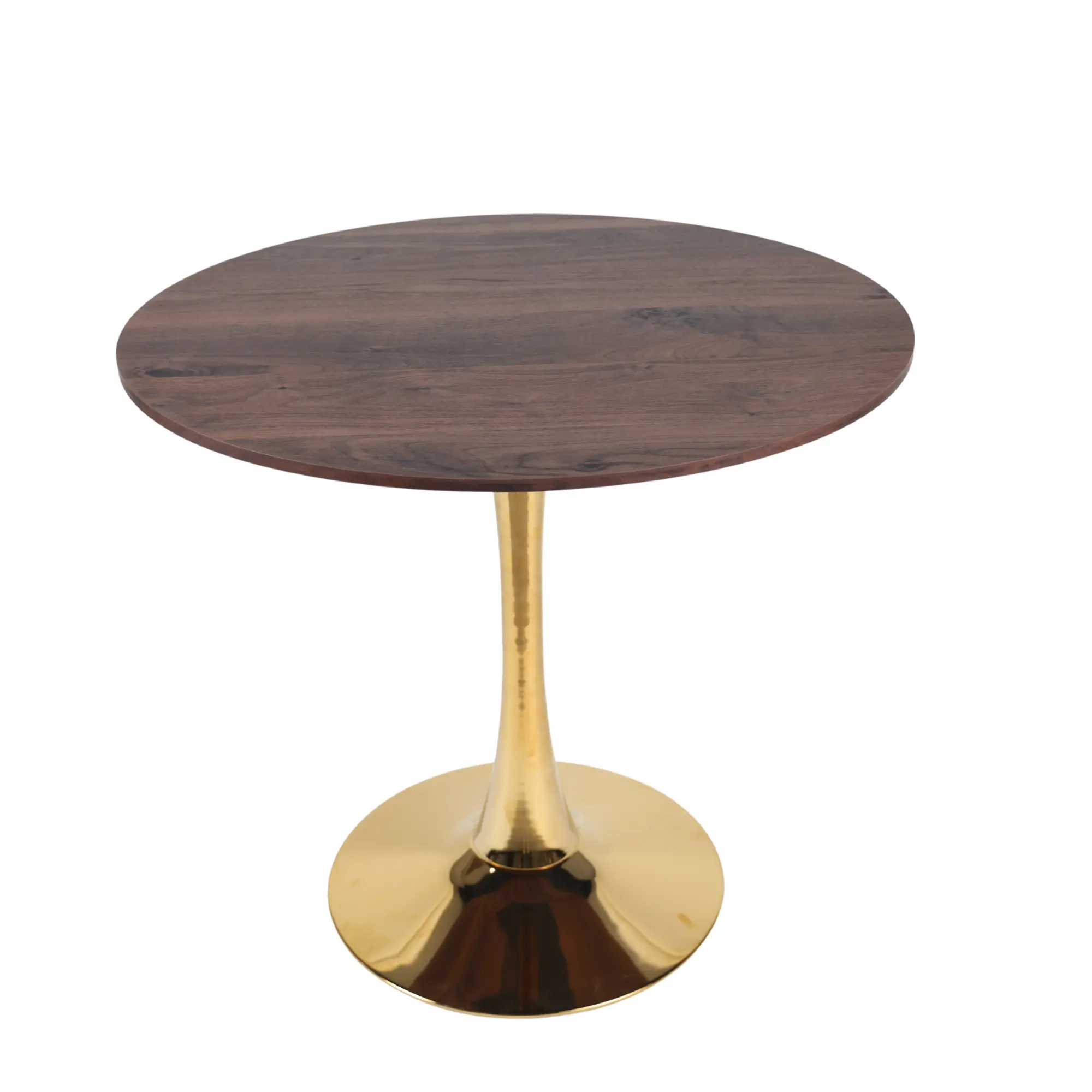 Round Tulip Dining Table 31.5 Inch, Mid-Century Modern Pedestal Table with MDF Top, Space-Saving Design for 2-4 People, Multi-Use for Dining Room, Living Room, or Balcony, Easy Clean, Walnut/Golden Color Options