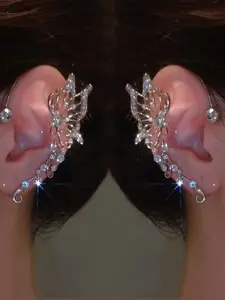 Butterfly Design Ear Hook, Cute Rhinestone Decor Earrings for Women & Girls, Fashion Jewelry for Party, Daily Clothing Decor, Trendy Exquisite Jewelry for Gift