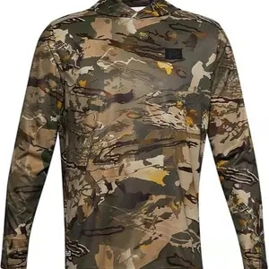 Under Armour Iso-Chill Camo Hoodie. Earth Brown, Green, Yellow Tones. Deep Woods Camouflage Pattern, Hunting, Outdoors. Iso-Chill Cooling Fabric, Breathable