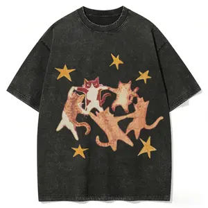 2 Pack Five Cats Unisex Vintage Style, Unisex Vintage T-Shirt, Vintage Colorful T-Shirt, Nature and Animal Planet Unisex Streetwear, Fun Holiday Gift