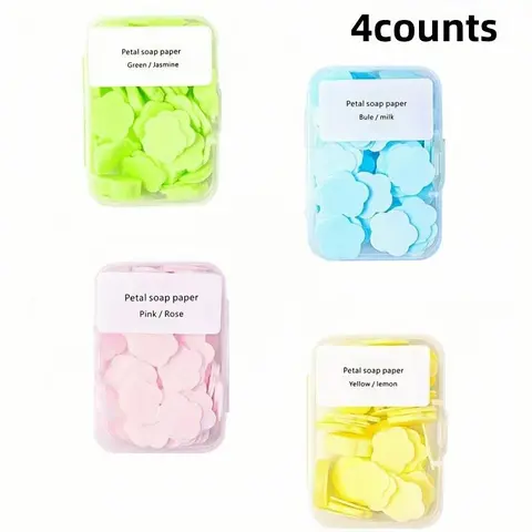 Portable Hand Soap Set, Flower Scented Bar Soaps, Travel Disposable Petal Soap, Ideal for Outdoor Use, Easy Carry, Cleanser, Cleansing, Hand Cleaning Product