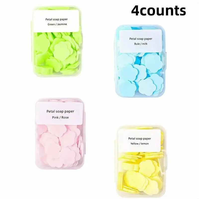 Portable Hand Soap Set, Flower Scented Bar Soaps, Travel Disposable Petal Soap, Ideal for Outdoor Use, Easy Carry, Cleanser, Cleansing, Hand Cleaning Product
