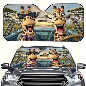 Cute Giraffe Car Sunshade, UV Protection, Foldable Polyester, Fits Rvs and Suvs, Front Windshield Protector, Universal Fit for Cars, Suvs, Rvs