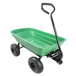 Garden Cart Yard Wagon Dump Cart on Wheels Outdoor Gardening Cart with Steel Frame Lawn Garden Dump Utility, 300 lb.Capacity, 55L, 10" Pneumatic Tire